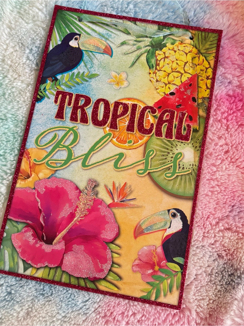 INC International Concepts Tropical Bliss Wall Hanging - Pink, Green & Yellow